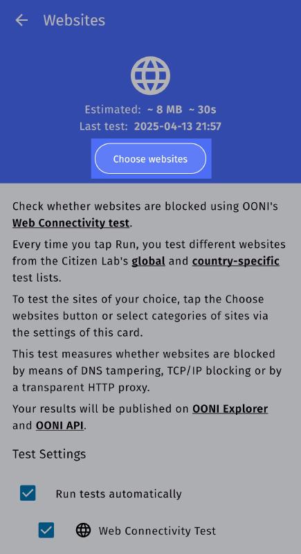 Choose websites